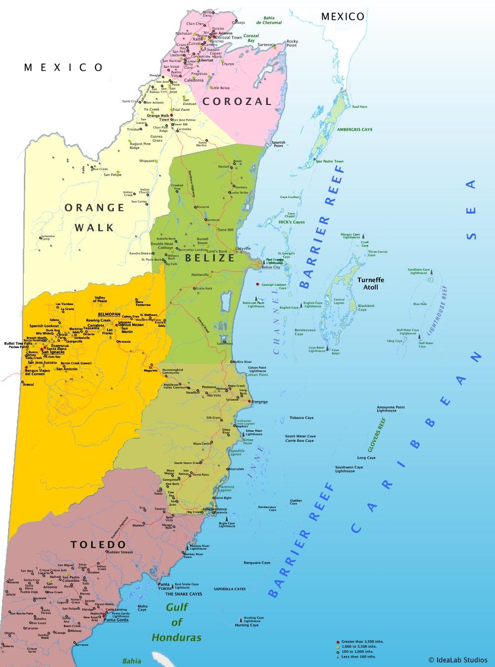 નકશો બેલીઝ સાથે ગામ