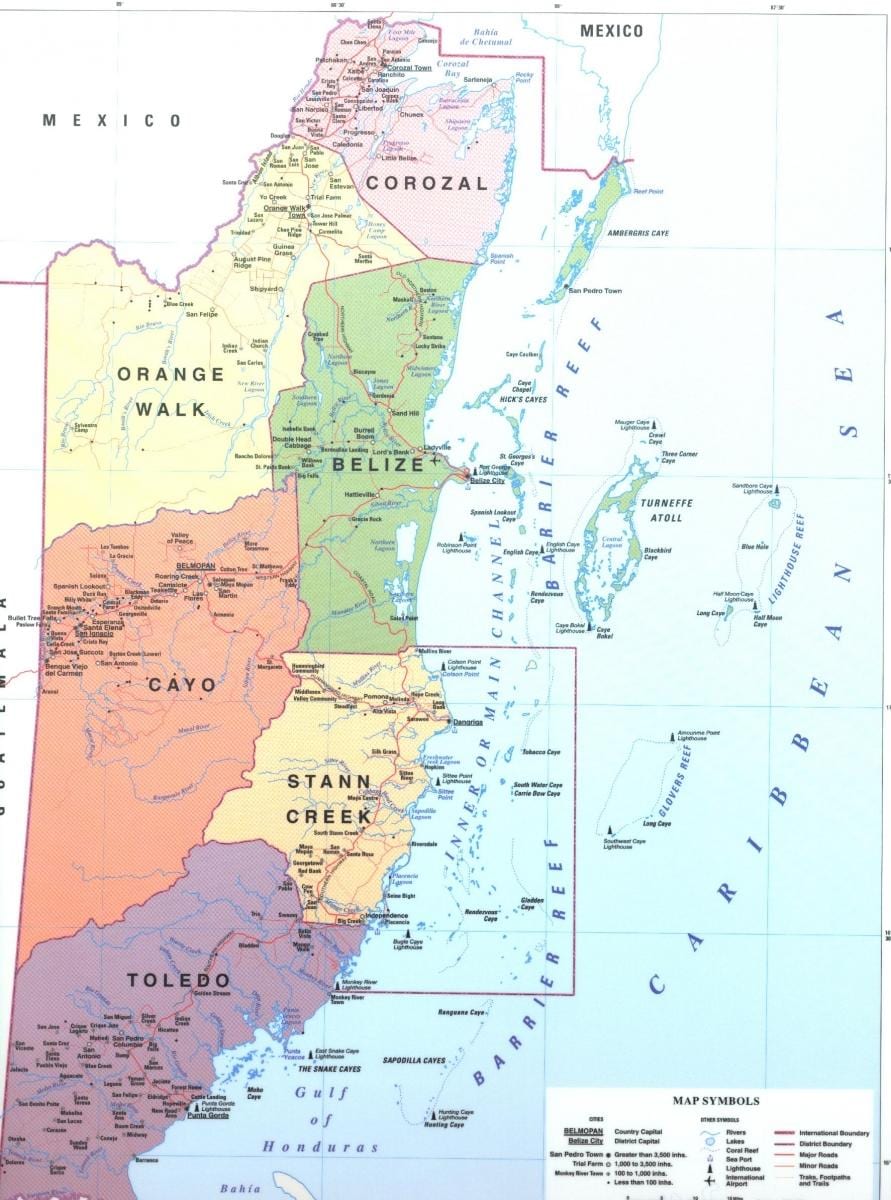 નકશો જિલ્લા બેલીઝ